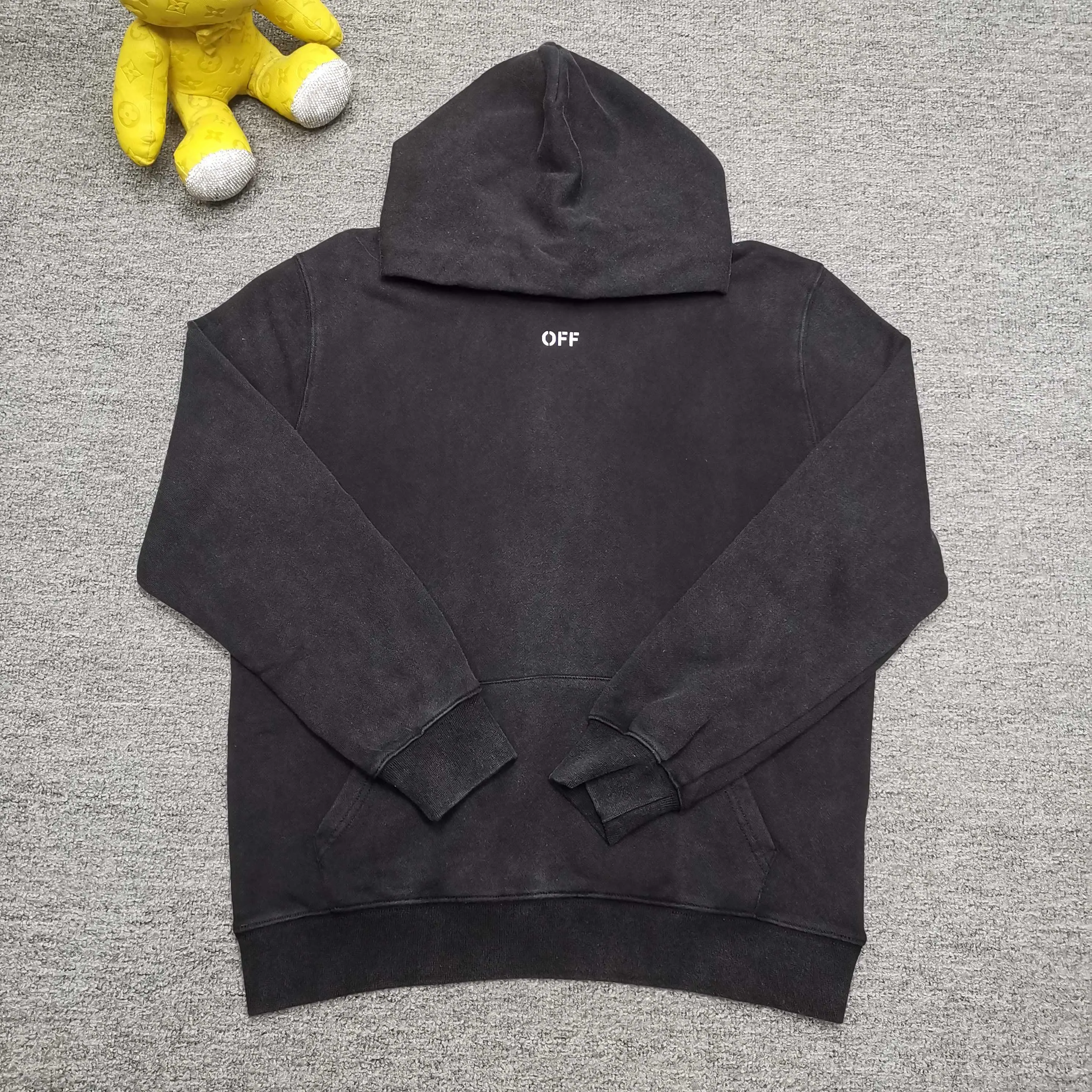 off white 25ss religious portrait oil painting 460g washed hooded sweatshirt Color: washed black Size: S M L XL P240